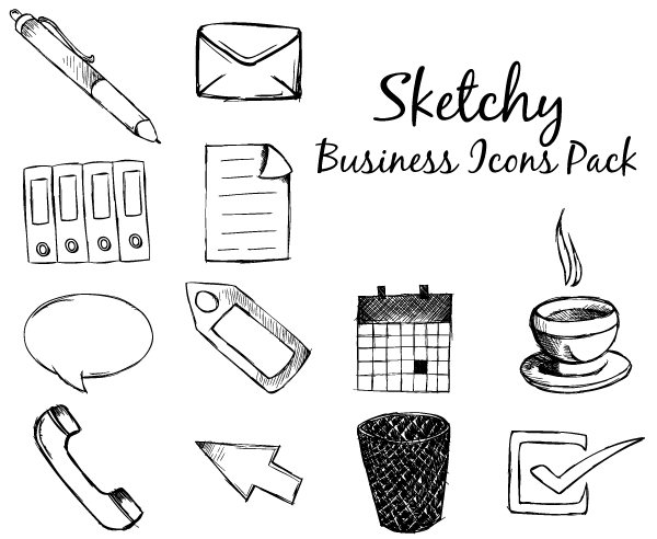 Vector Sketchy Business Icons Pack
