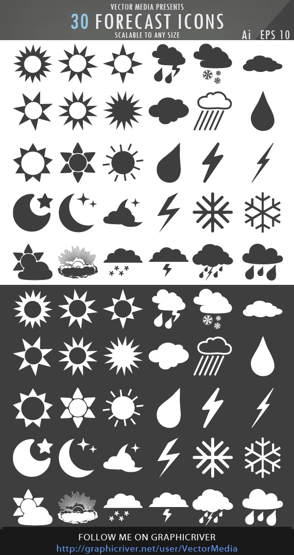30 Weather Forecast Icons Vector