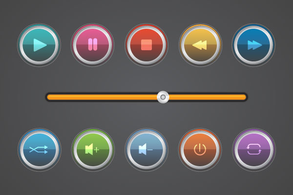 Glossy Music Buttons Vector