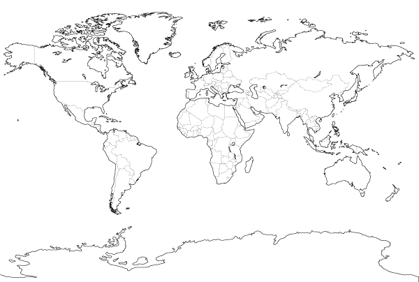 Outline World Map Pdf and Vector Eps
