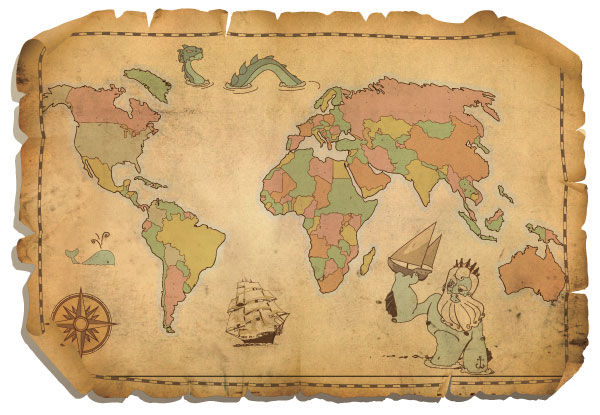 Antique World Map Vector Free