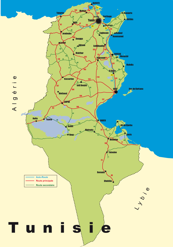 Vector Map of Tunisia