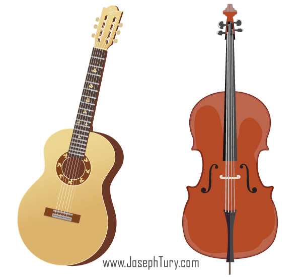 Acoustic Guitar & Cello Free Vectors
