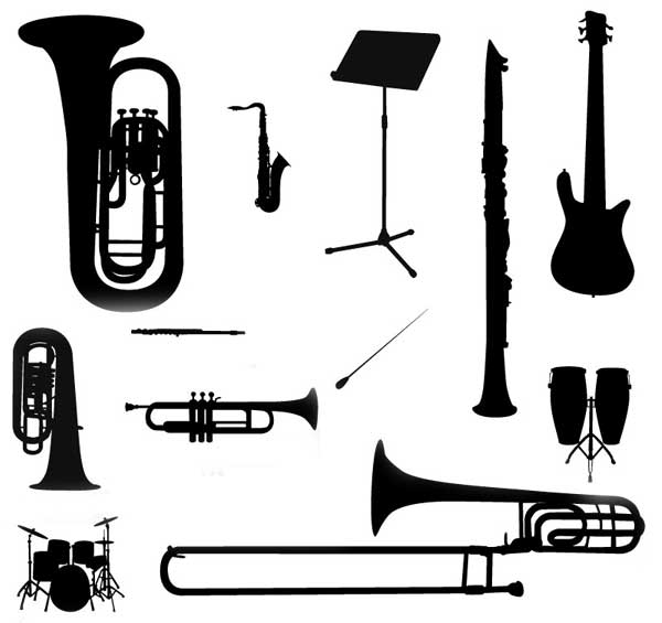 Vector Music Instruments Silhouette