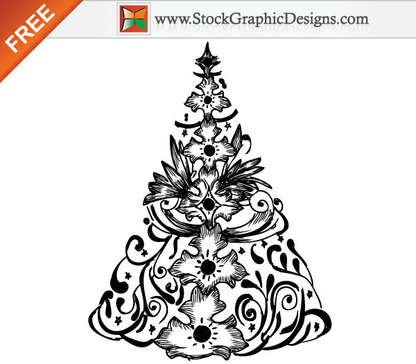 Hand Drawn Christmas Tree Free Vector Illustration