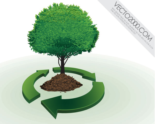 Recycling Symbol with Tree Vector Image Free