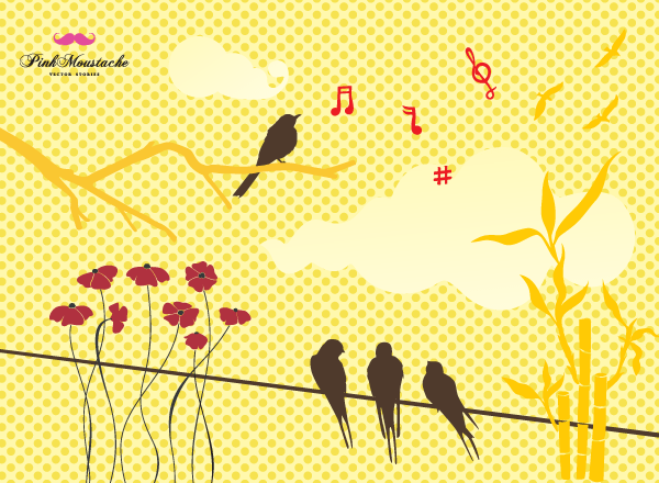 Birds and Flowers Vectors Free