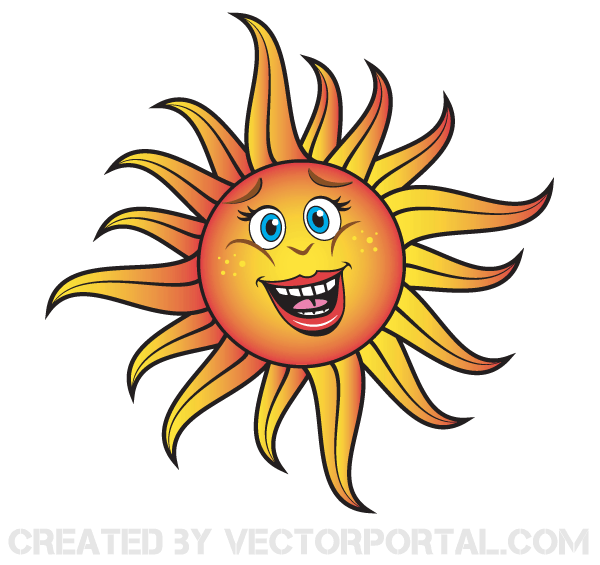 Vector Smiling Cartoon Sun