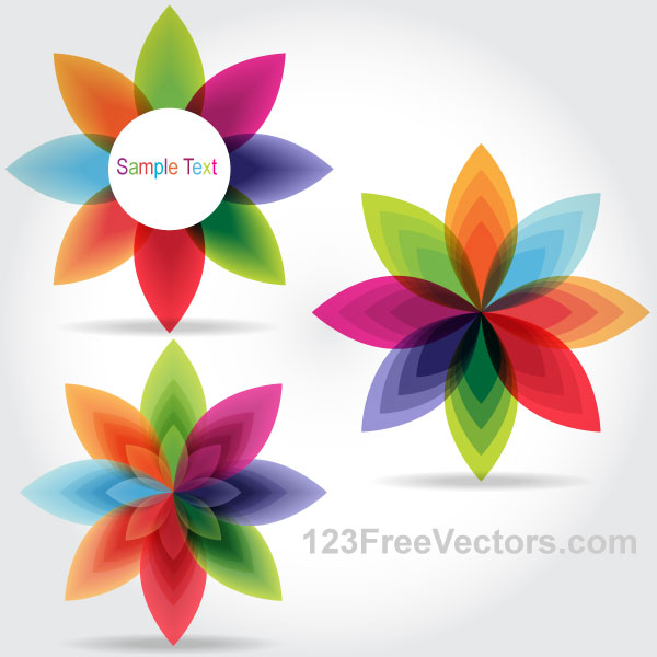 Colorful Fantasy Flowers Vector Graphics