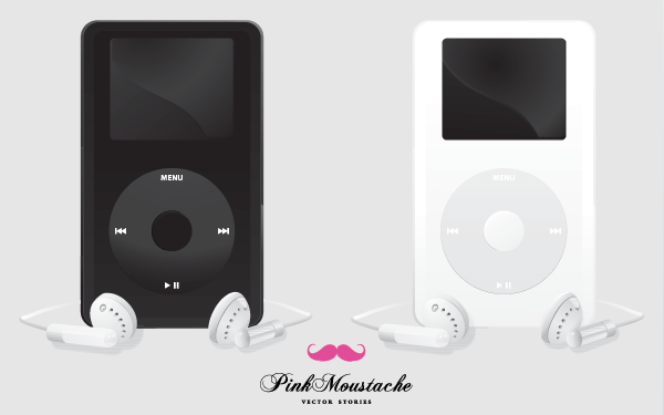 Apple iPod Black and White Vector Free