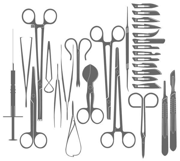 Vector Surgical Tools Silhouettes Free