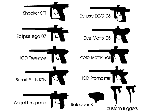 Paintball Marker Silhouettes Vector Image