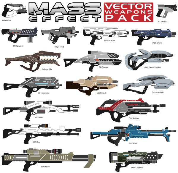 Mass Effect Weapons Vector Pack