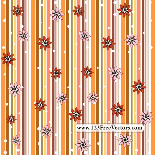 Retro Seamless Stripe Pattern with Flowers