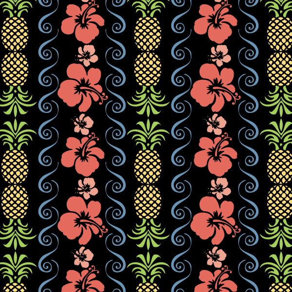 Free Vector Hibiscus Flowers Seamless Pattern with Pineapple