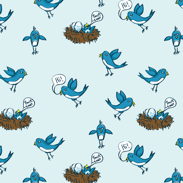 Twitter Birds Illustrator and Photoshop Pattern
