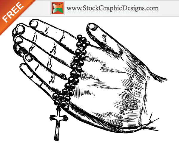 Hand Drawn Praying Hands Free Vector Illustration