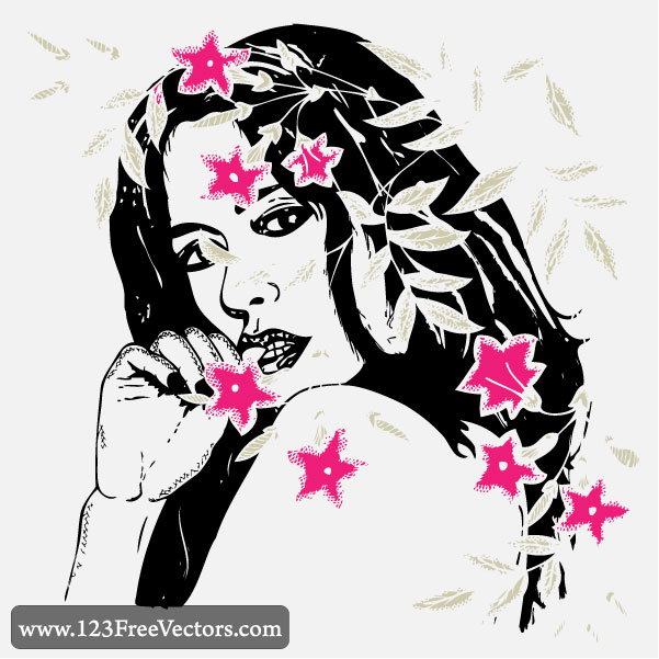 Women With Flowers Vector