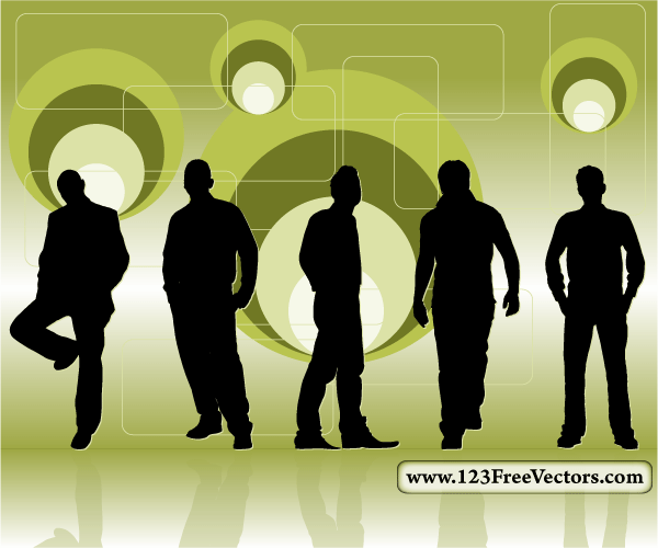 Retro Background With Men Silhouettes