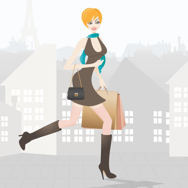 Vector Shopping Girl in Paris