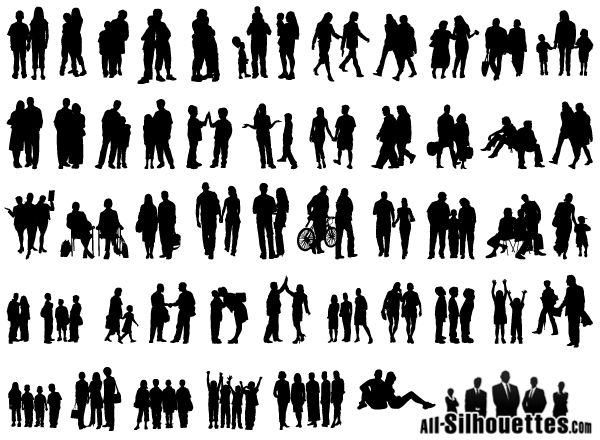 Group of People Silhouettes Free Vector