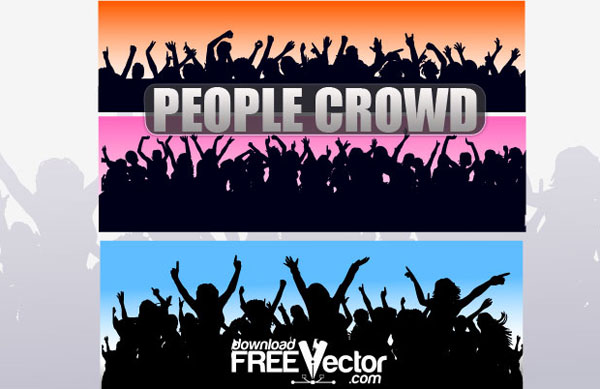 People Crowd Silhouettes Vectors Free