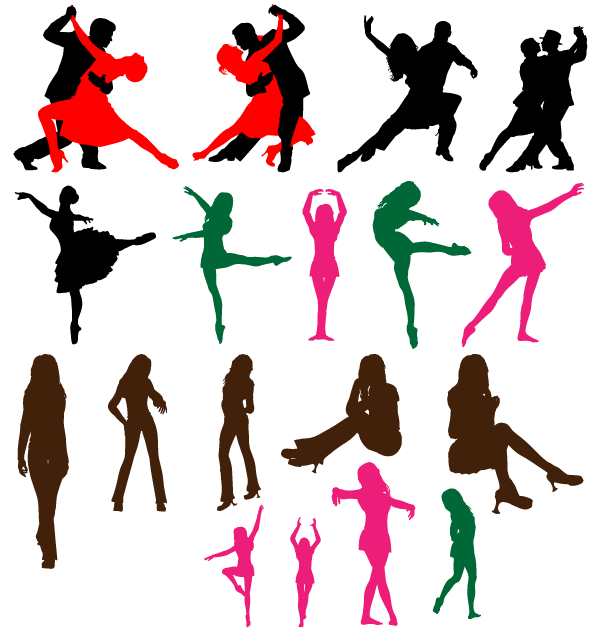 Free Dancing Couple Silhouettes Vector Art