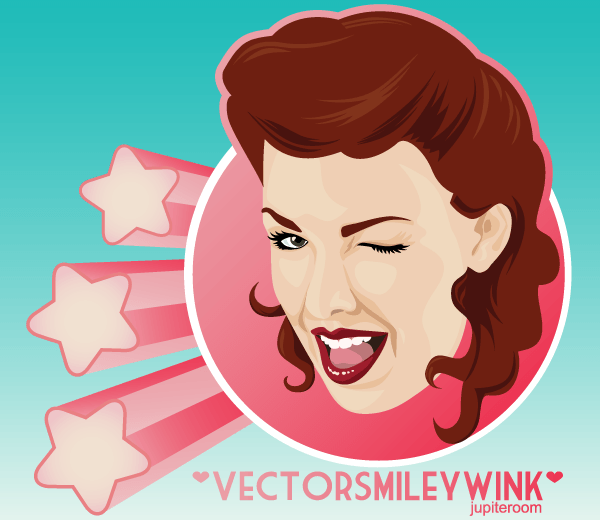 Vector Beautiful Young Woman Winking and Smiling