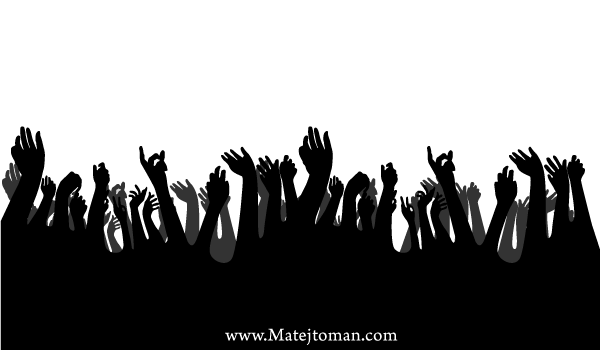Crowd Hands Up Silhouettes Vector