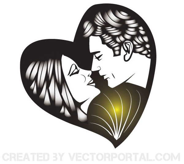 Vector Man and Woman Kissing Image