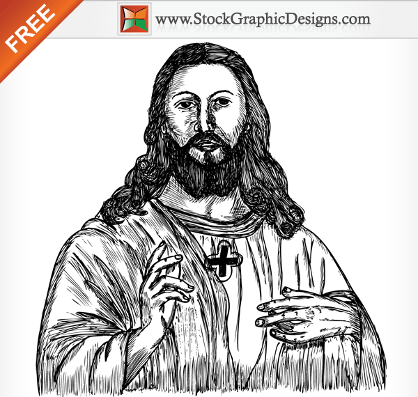 Jesus Christ Hand Drawn Free Vector