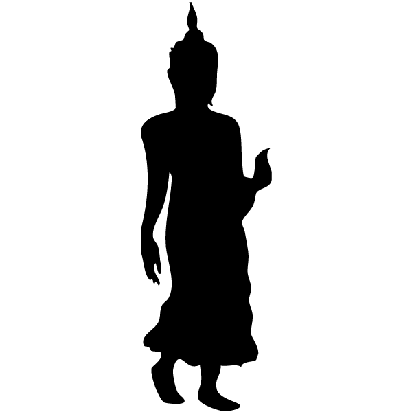 Vector Walking Buddha Silhouette Image