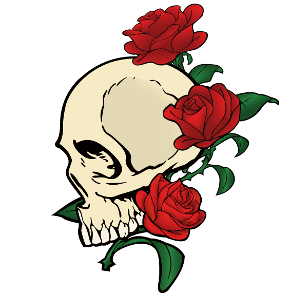 Free Vector Skull with Roses