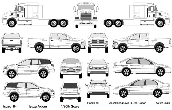 Cars, Trucks, Van Vectors