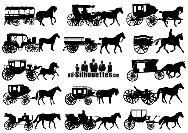 Horse-Drawn Carriage Silhouettes Vectors Free