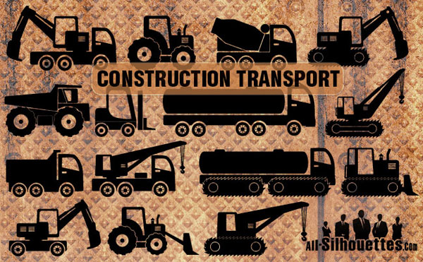 Construction Transport Silhouettes Free Vector