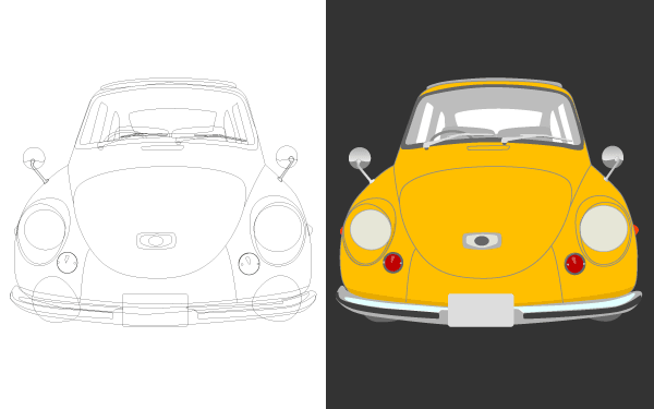 Yellow Classic Car vector Art