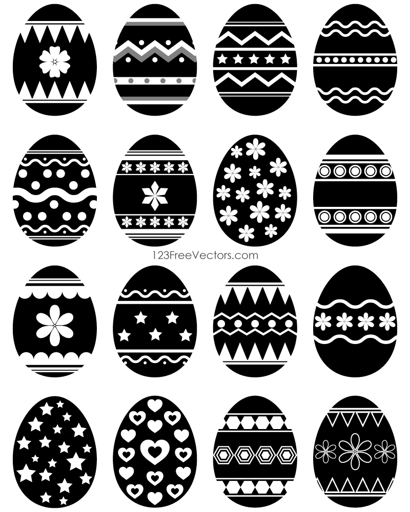 Easter Egg Vector Black and White