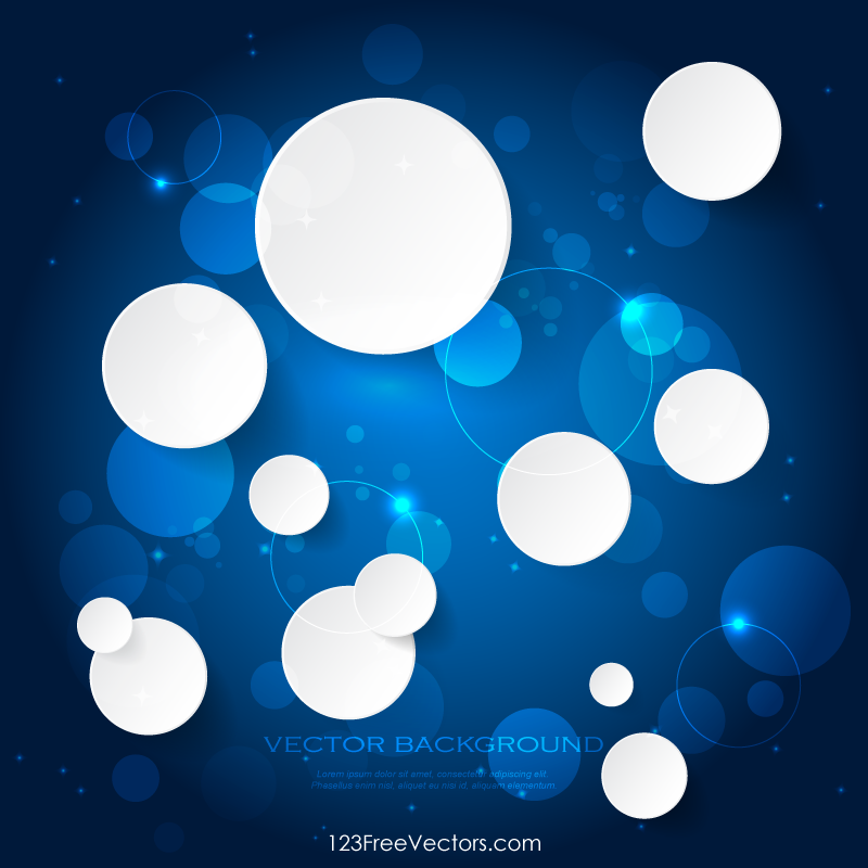 Abstract White Paper Circles on Blue Background Illustrator Eps